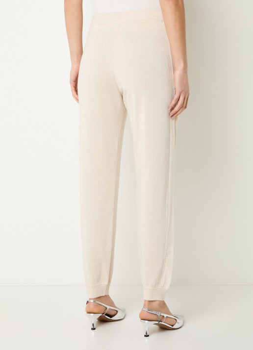 Liu Jo High waist tapered fit joggingbroek met lurex en trekkoord - achterkant 2 beige