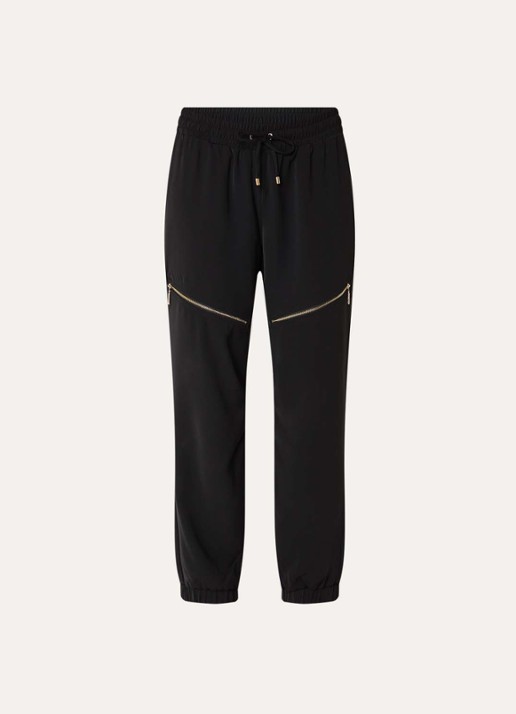 Liu Jo High waist tapered fit trackpants met elastische band en ritszakken - voorkant 3 zwart