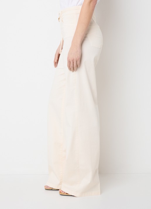 Liu Jo High waist wide fit broek met steekzakken - detail 2 vanillegeel