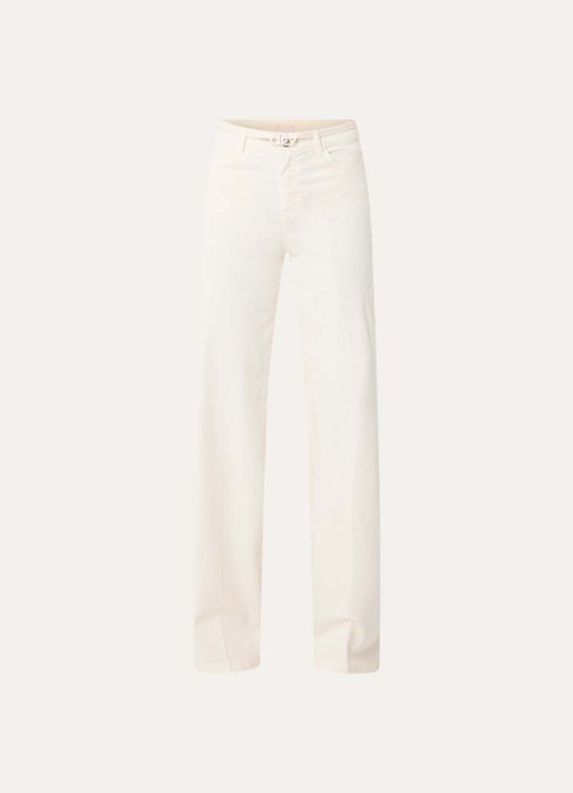 Liu Jo High waist wide fit broek met steekzakken - voorkant 4 vanillegeel