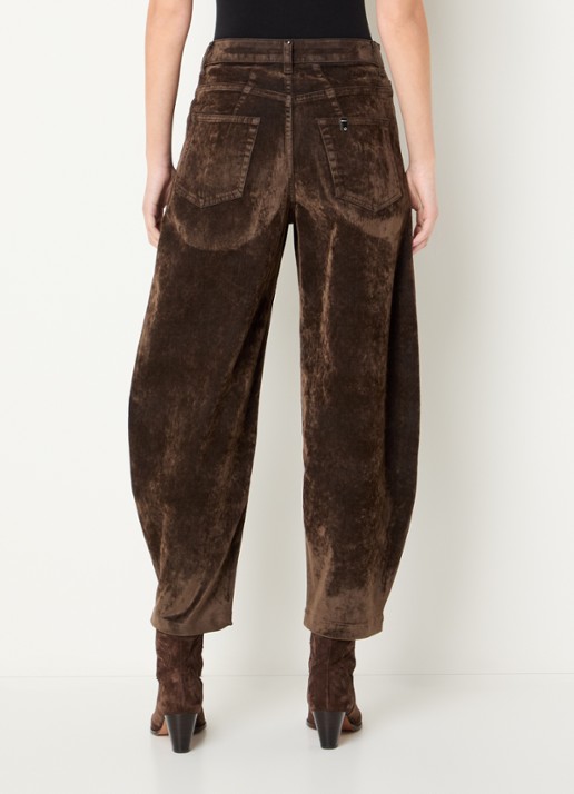 Liu Jo High waist wide fit broek van suède - achterkant 5 bruin