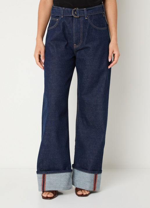 Liu Jo High waist wide fit jeans met donkere wassing en ceintuur