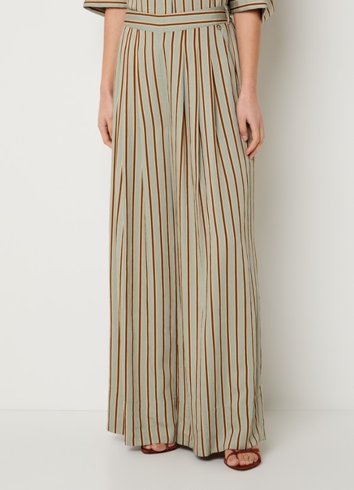 Liu Jo High waist wide fit palazzobroek met streepprint en steekzakken