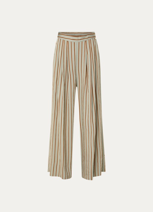 Liu Jo High waist wide fit palazzobroek met streepprint en steekzakken - voorkant lindegroen
