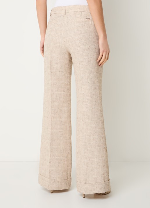 Liu Jo High waist wide fit pantalon met gemêleerd dessin - achterkant 5 beige