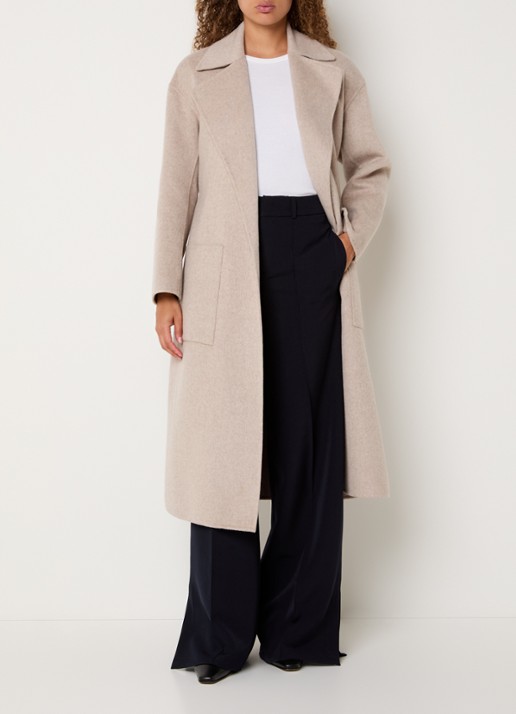 Liu Jo High waist wide fit pantalon met persplooi en steekzakken - voorkant 3 donkerblauw