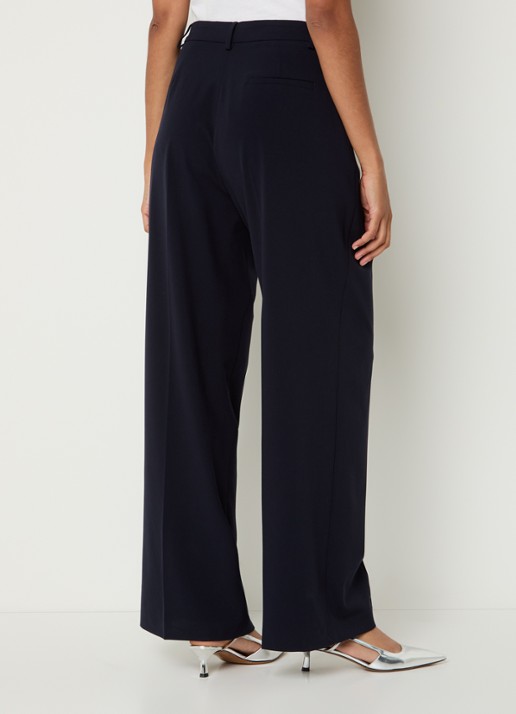 Liu Jo High waist wide fit pantalon met plooidetail - achterkant donkerblauw