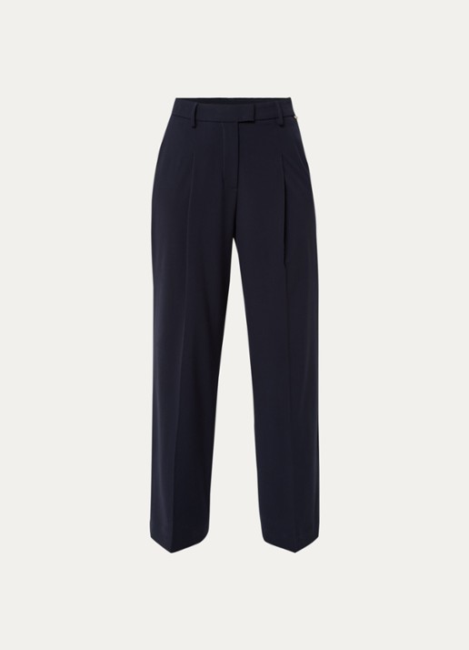 Liu Jo High waist wide fit pantalon met plooidetail - voorkant 3 donkerblauw