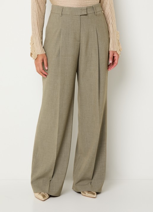 Liu Jo High waist wide fit pantalon met plooidetail - detail 4 groen