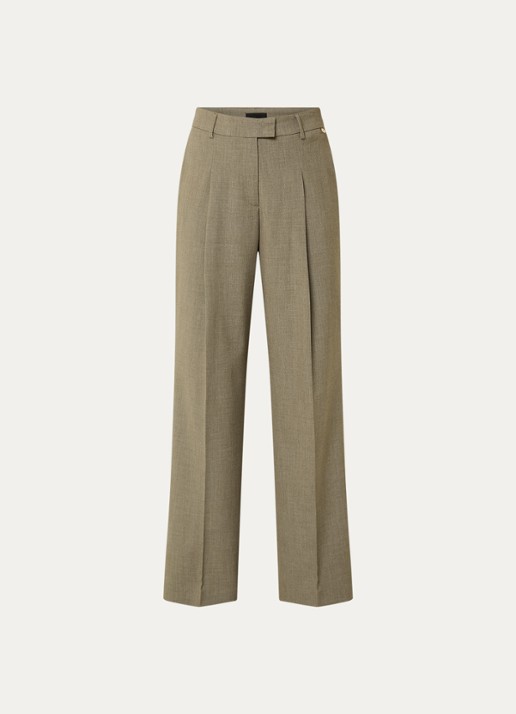Liu Jo High waist wide fit pantalon met plooidetail - voorkant 2 groen
