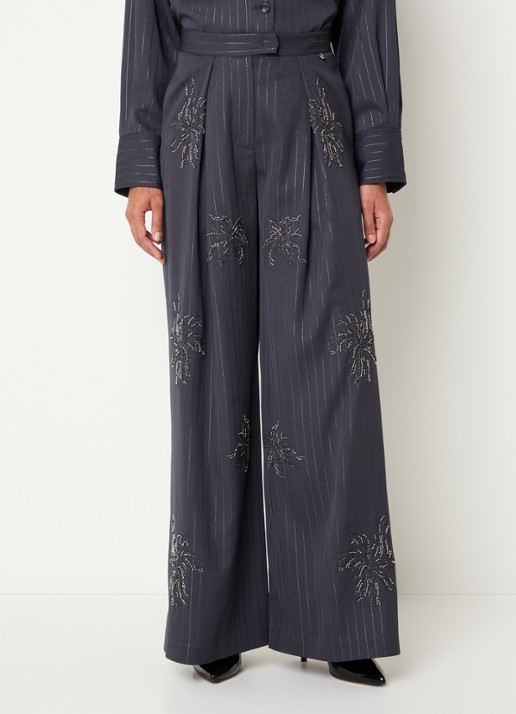 Liu Jo High waist wide fit pantalon met strass