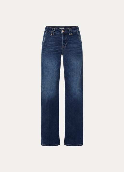 Liu Jo High waist wide leg jeans met donkere wassing - voorkant indigo