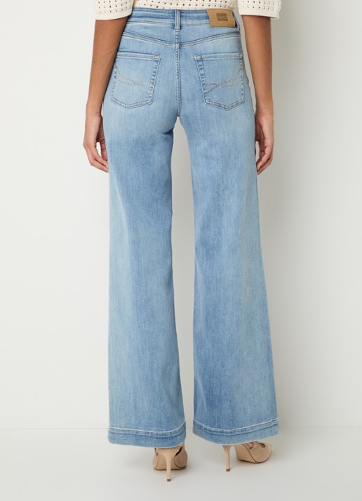 Liu Jo High waist wide leg jeans met lichte wassing - achterkant indigo