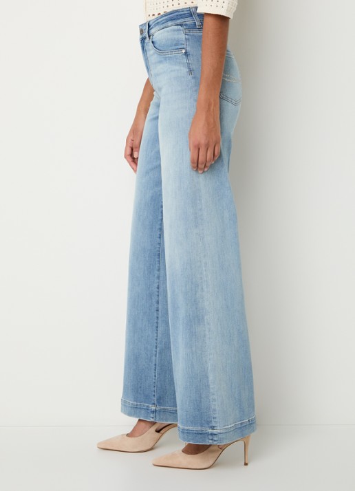 Liu Jo High waist wide leg jeans met lichte wassing - detail 5 indigo