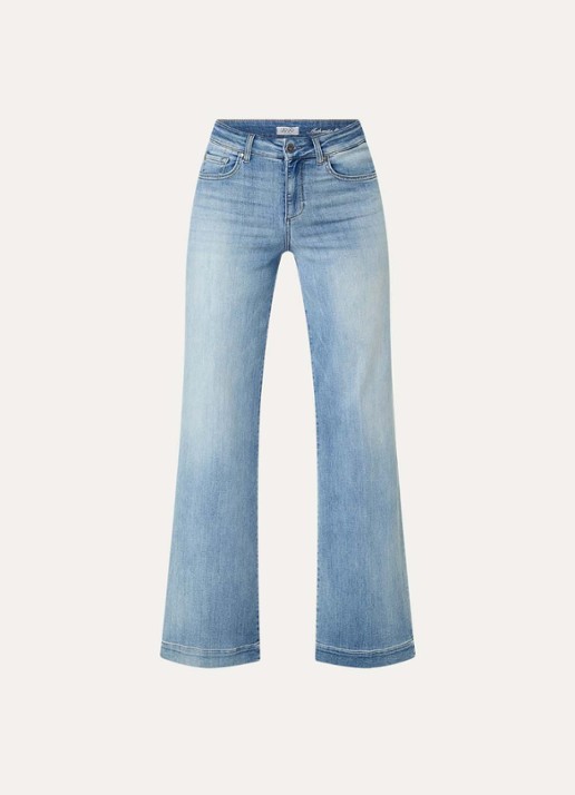 Liu Jo High waist wide leg jeans met lichte wassing - voorkant 2 indigo