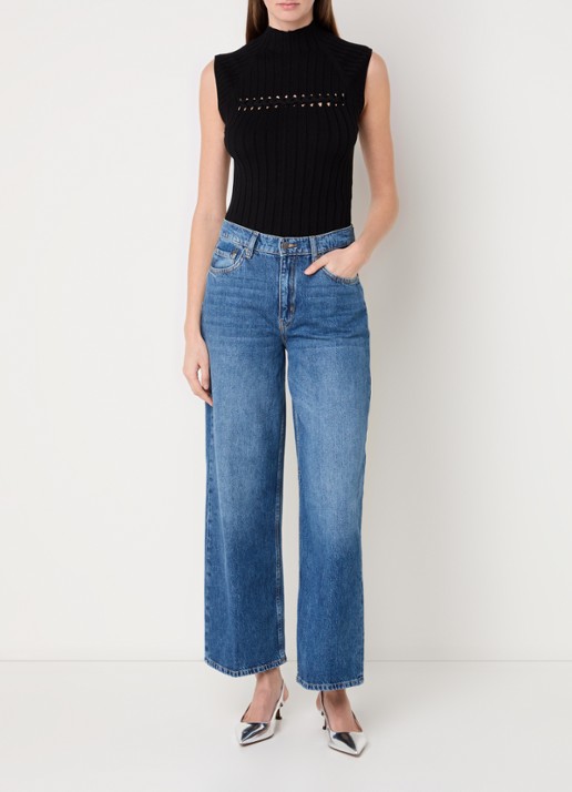 Liu Jo High waist wide leg jeans met medium wassing  - voorkant 3 indigo