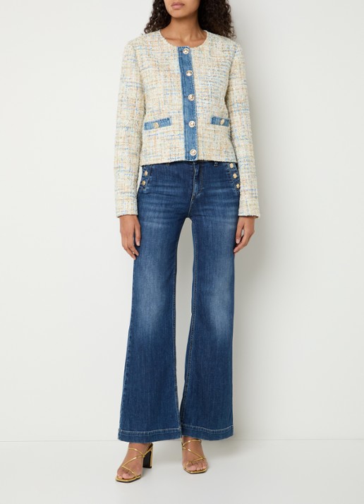 Liu Jo Jack met tweed-look en sierknopen - voorkant 4 creme