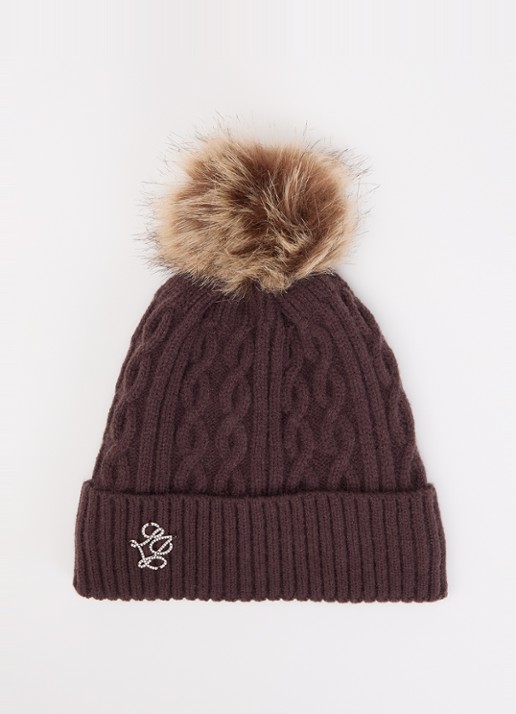 Liu Jo Kabelgebreide muts met fleece en logo