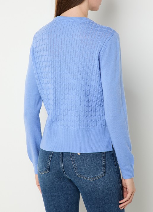 Liu Jo Kabelgebreide pullover in wolblend - achterkant 3 blauw