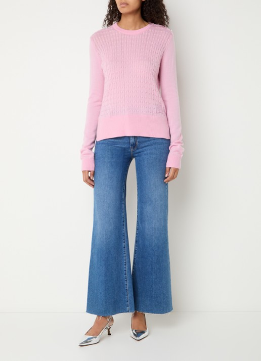 Liu Jo Kabelgebreide pullover in wolblend - voorkant 4 lichtroze