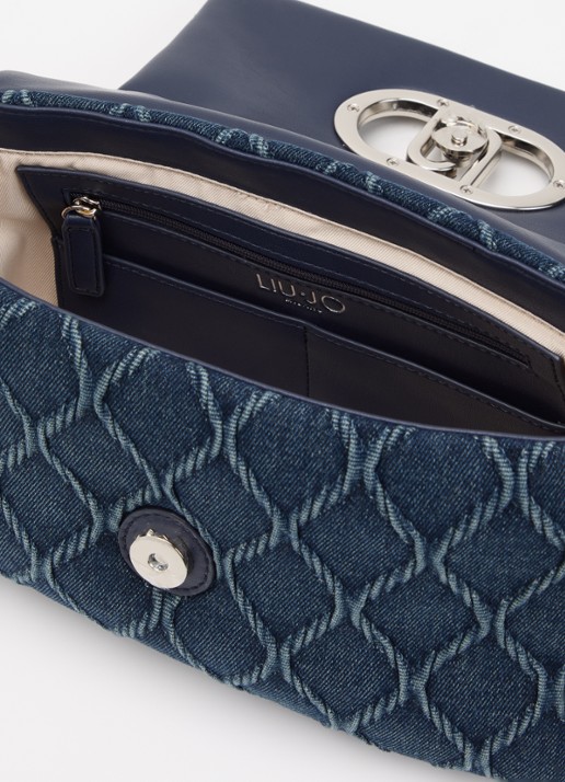 Liu Jo La puffy schoudertas van denim met afneembare schouderriem  - detail indigo