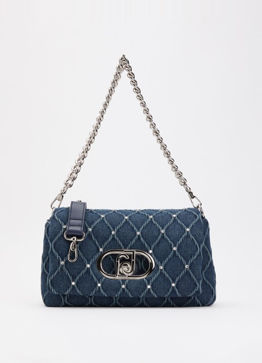 Liu Jo La puffy schoudertas van denim met afneembare schouderriem  - voorkant 5 indigo