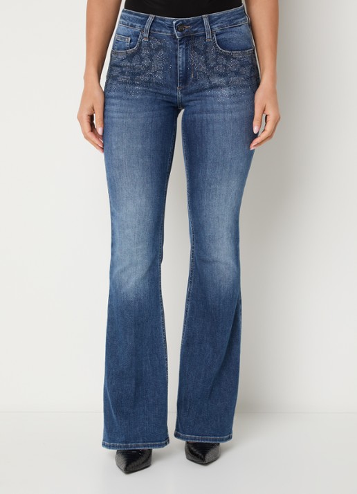 Liu Jo Low waist flared jeans met medium wassing - detail 4 indigo
