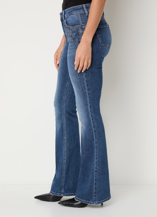 Liu Jo Low waist flared jeans met medium wassing - detail 5 indigo