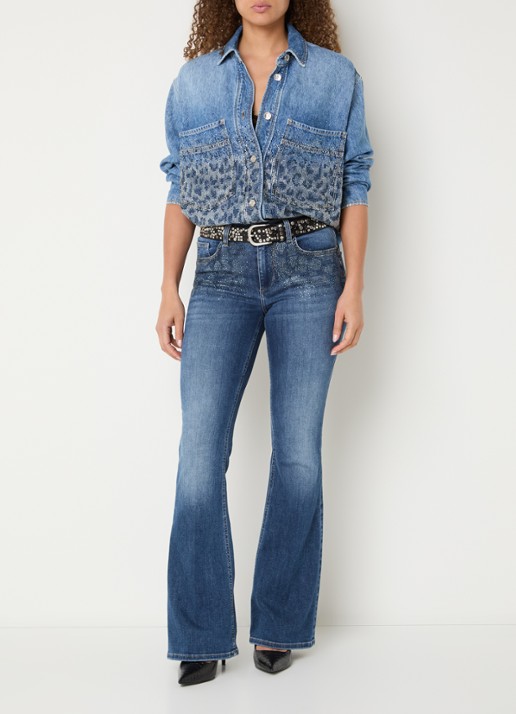 Liu Jo Low waist flared jeans met medium wassing - voorkant 2 indigo