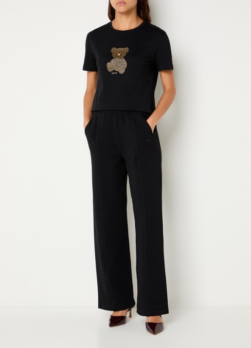 Liu Jo Low waist loose fit loungebroek met strass - voorkant 2 zwart