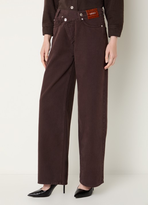 Liu Jo Low waist straight fit jeans met gekleurde wassing - detail 3 donkerbruin