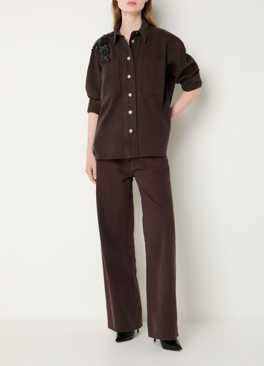 Liu Jo Low waist straight fit jeans met gekleurde wassing - voorkant 2 donkerbruin