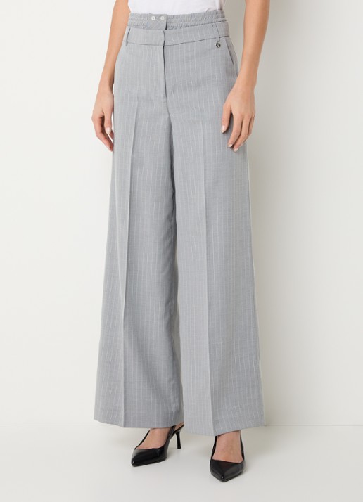 Liu Jo Lungo high waist straight fit pantalon met print en steekzakken - detail grijs