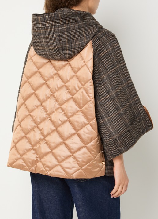Liu Jo Mantel in wolblend met pied-de-poule dessin - achterkant 2 camel