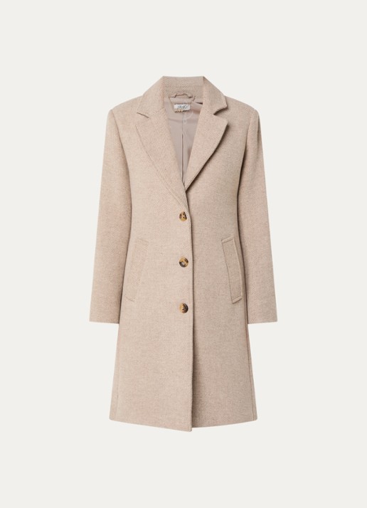 Liu Jo Mantel in wolblend met steekzakken - voorkant beige
