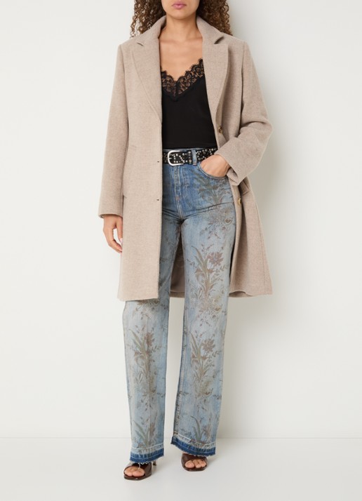 Liu Jo Mantel in wolblend met steekzakken - voorkant 2 beige
