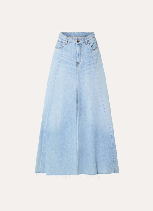 Liu Jo Maxi spijkerrok met steekzakken en gerafelde zoom - voorkant 4 indigo