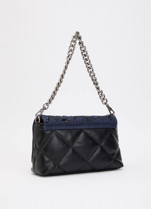 Liu Jo Medium LaPuffy crossbodytas met quilt patroon en afneembare schouderriem - achterkant donkerblauw