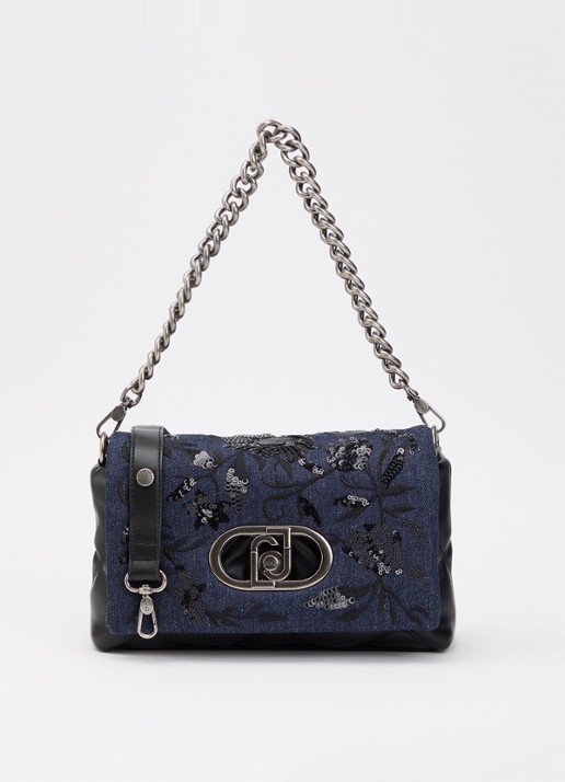 Liu Jo Medium LaPuffy crossbodytas met quilt patroon en afneembare schouderriem - voorkant 5 donkerblauw