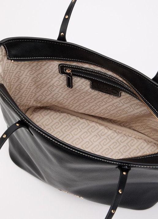 Liu Jo Medium shopper met logo - detail zwart