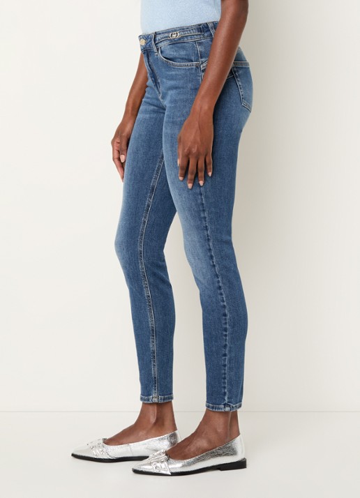 Liu Jo Mid waist cropped skinny jeans met medium wassing - detail 5 indigo
