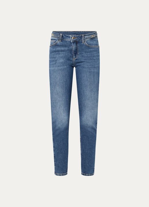 Liu Jo Mid waist cropped skinny jeans met medium wassing - voorkant 2 indigo