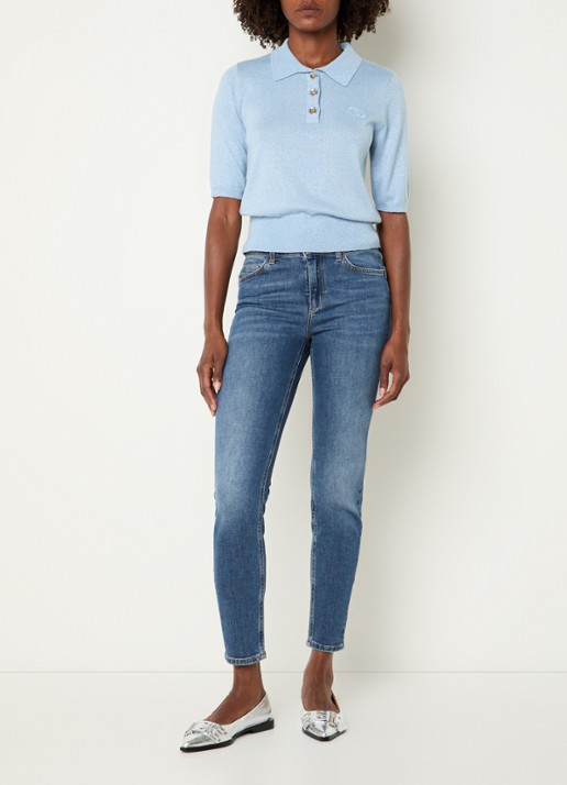 Liu Jo Mid waist cropped skinny jeans met medium wassing - voorkant 3 indigo