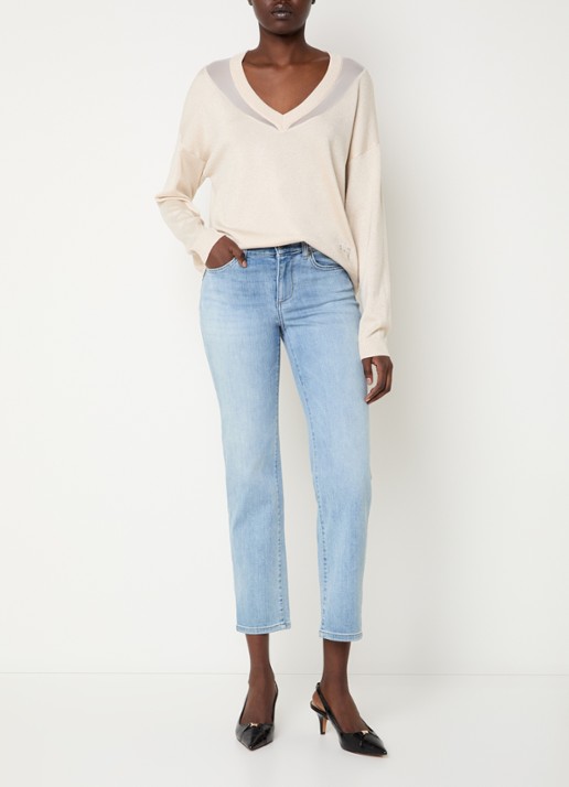 Liu Jo Mid waist cropped slim fit jeans met lichte wassing - voorkant 5 indigo