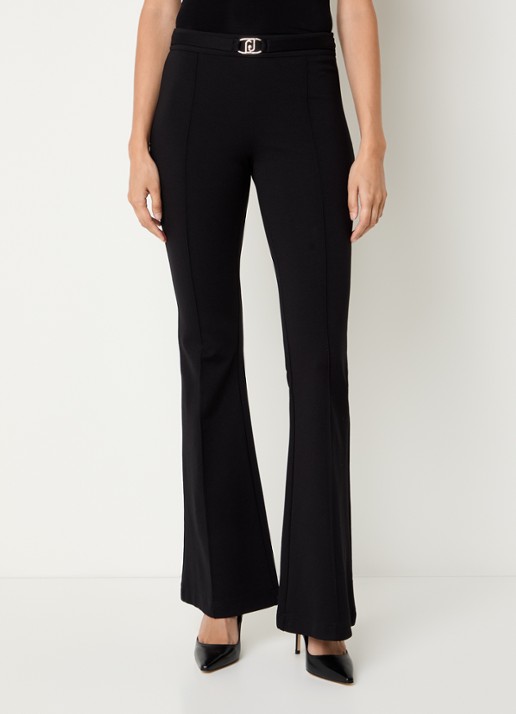 Liu Jo Mid waist flared pantalon met persplooi - detail zwart