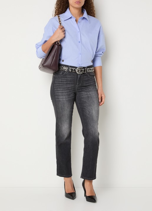 Liu Jo Mid waist slim fit jeans met gekleurde wassing - voorkant 4 donkergrijs
