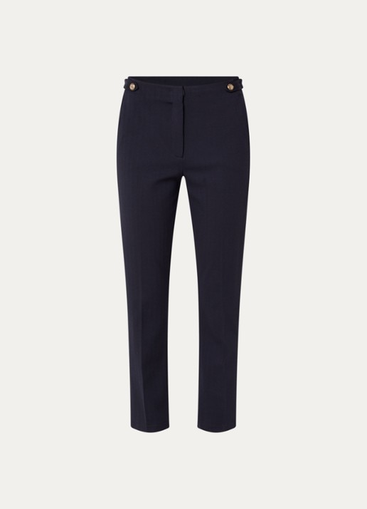 Liu Jo Mid waist slim fit pantalon met steekzakken - voorkant 3 donkerblauw
