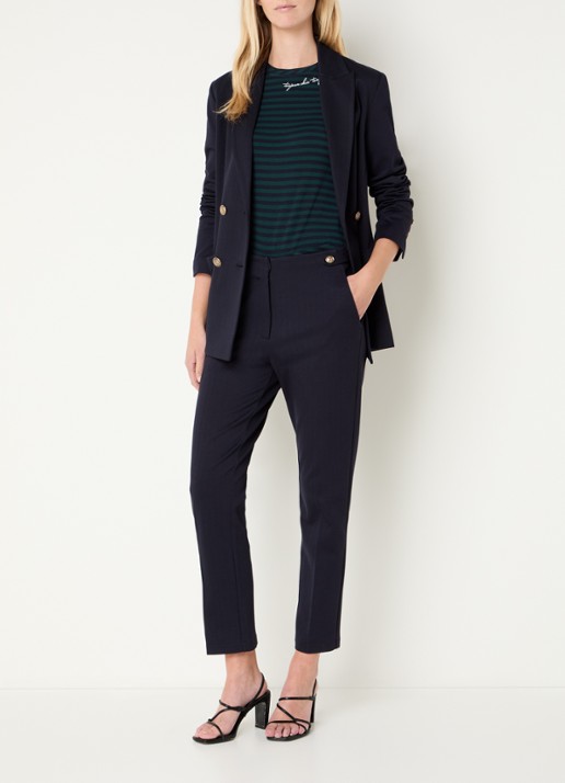 Liu Jo Mid waist slim fit pantalon met steekzakken - voorkant 4 donkerblauw