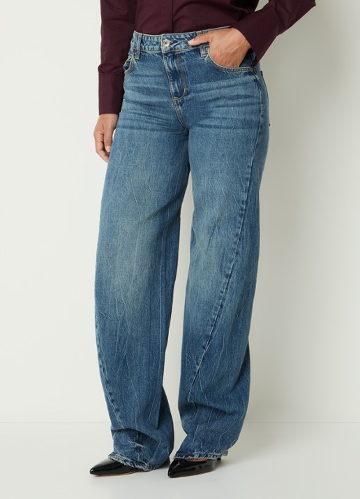 Liu Jo Mid waist straight leg jeans met asymmetrisch detail - detail indigo