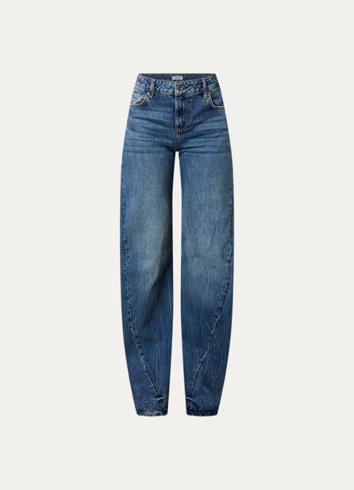 Liu Jo Mid waist straight leg jeans met asymmetrisch detail - voorkant 3 indigo
